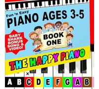 THE HAPPY PIANO Kit de libro de preescolar y calcomanías para niños de 3 a 5 años. Pegatinas de teclado de piano de color (para tu piano) y libro con divertidas lecciones de música de piano. Desde