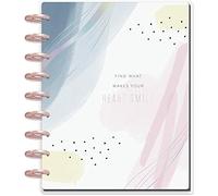 The Happy Planner Diario guiado - Wellness Warrior - Happy Heart Theme - Cuaderno encuadernado con disco - 80 hojas de papel de relleno de cuadrícula - 4 divisores