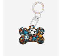 The Happy World of Soccer - Etiquetas de identificación de mascotas acrílicas en forma de hueso, perfectas para perros y gatos pequeños a grandes, lindas y funcionales