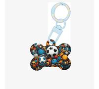 The Happy World of Soccer - Etiquetas de identificación de mascotas acrílicas en forma de hueso, perfectas para perros y gatos pequeños a grandes, lindas y funcionales