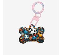 The Happy World of Soccer - Etiquetas de identificación de mascotas acrílicas en forma de hueso, perfectas para perros y gatos pequeños a grandes, lindas y funcionales