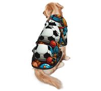 The Happy World of Soccer - Sudadera con capucha para perros medianos y grandes, ropa de poliéster suave para mascotas, adecuada para todas las estaciones