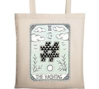 The Hashtag Divertida Tarot Card Parodia Social Media Gráfico Natural Ecológico Algodón Tote Bag Beige, beige, Talla única