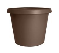 The HC Companies 10 Inch Round Prima Planter Plastic Plant Pot with Rolled Rim for Indoor Outdoor Plants Flowers Herbs Chocol