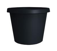 The HC Companies 10 Inch Round Prima Planter Plastic Plant Pot with Rolled Rim for Indoor Outdoor Plants Flowers Herbs Black