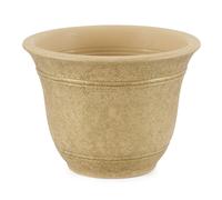 The HC Companies 10 Inch Sierra Round Self Watering Planter - Weather Resistant Plastic Resin Flower Garden Plant Pot Container Arizona Sand