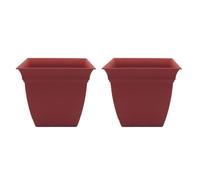 The HC Companies 12 Inch Eclipse Square Planter with Saucer Indoor Outdoor Plant Pot for Flowers Vegetables Herbs Clay Pack