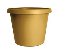 The HC Companies 12 Inch Round Prima Planter Plastic Plant Pot with Rolled Rim for Indoor Outdoor Plants Flowers Herbs Honey