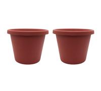 The HC Companies 14 inch Round Classic Planter Plastic Plant Pot for Indoor Outdoor Plants Flowers Herbs Clay 2 Pack