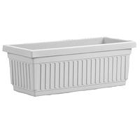 The HC Companies Maceta Rectangular Terra Roma de 23.5 Pulgadas, Maceta de plástico Ligero para Interiores y Exteriores, con Drenaje para alféizar de Ventana, Hierbas, Flores, Color Blanco