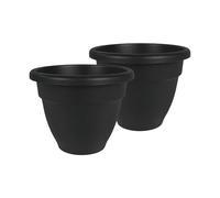 The HC Companies Macetas, Color Negro, 10 Pulgadas (Paquete de 2)