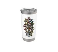 The Heart Diamond Color Cross Vaso térmico de acero inoxidable de doble pared