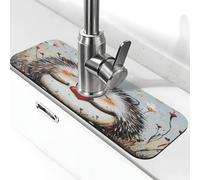 The Heart-Grabbing Little Hedgehog - Alfombrilla protectora para grifo de fregadero, almohadilla de succión para grifo de cocina, bandeja de recogida de goteo, alfombrilla de secado para baño (15 x