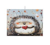The Heart-Grabbing Little Hedgehog - Tapete grande de microfibra para escurrir platos, reutilizable, lavable, para accesorios de cocina, 18 x 24 pulgadas
