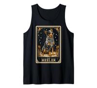 The Heeler Australian Ganado Perro Tarot Tarjeta Luna Bruja Camiseta sin Mangas