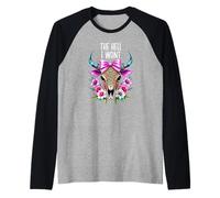 The Hell I Wont Cowgirl Boho Cow Skull Cowboy Go Milk a Bull Camiseta Manga Raglan