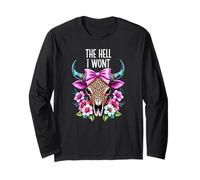 The Hell I Wont Cowgirl Boho Cow Skull Cowboy Go Milk a Bull Manga Larga