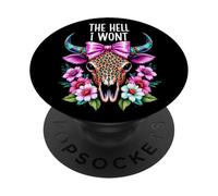 The Hell I Wont Cowgirl Boho Cow Skull Cowboy Go Milk a Bull PopSockets PopGrip Adhesivo