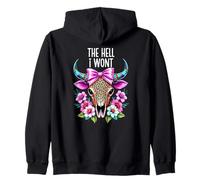 The Hell I Wont Cowgirl Boho Cow Skull Cowboy Go Milk a Bull Sudadera con Capucha