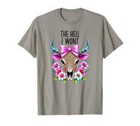 The Hell I Wont Cowgirl Boho Cow Skull Go Milk a Bull Cowboy Camiseta
