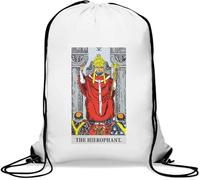 The Hierophant Tarot Card Art Logo - Saco de gimnasio informal con cordón, color blanco, White, Talla única