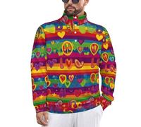 The Hippie Peace Love - Sudadera informal para hombre, manga larga, térmica, cuello alto, botones, Estilo:, XL