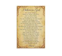 The Historic Apostles‘ Creed - Artfully Rendered on Vintage Style Poster, Reverent Canvas Wall Art for Personal Devotion or Gift Giving(Framed,08x12inch(20x30cm))