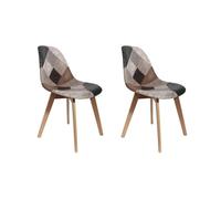 THE HOME DECO FACTORY HD6137 Juego de 2 sillas de salón, Comedor, Patchwork, Multicolor de Madera sintética escandinava, Poliuretano, Gris, 46x85x55 cm