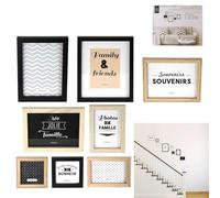The Home Deco Factory - Marcos de Fotos, Madera + PVC, Negro/Blanco/Marrón, 31 x 7 x 38 cm, Juego de 8