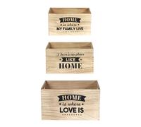 THE HOME DECO FACTORY Set 3 Cajas Madera, Marrón, 40 x 31 x 22 cm (HD3906)