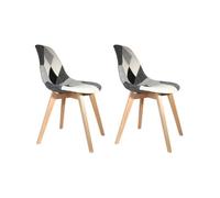 The Home Deco Factory - Silla escandinava Patcwork, madera, Gris/Blanco/Negro, 46.5x54x85 cm, 2 unidades