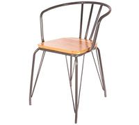 THE HOME DECO FACTORY Sillón Metálico, Madera Metal, Negro, 50 x 53 x 88 cm, 2 Unidades