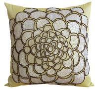 The HomeCentric Amarillo Fundas para Cojines, Lentejuelas Flor Tema Floral Fundas para Cojines, cojin Cubre 40x40 cm, Cuadrado Sedala Seda Funda De Almohada, Floral Arte Deco - White Wildflower