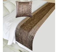 The HomeCentric Camino de cama decorativo Marrón, CA King de 215 x 45 cm Corredor de Cama SIN Cojín Terciopelo Acolchado, patchwork, metalizado Moderno - Bourbon Bliss