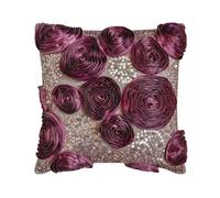 The HomeCentric Ciruela Cojines Cubren, Cinta De Flores Tema Floral Fundas De Almohada, 40x40 cm Fundas De Cojines, Cuadrado Sedala Seda Fundas De Almohada, Floral Moderno - Wine and Roses