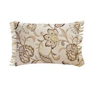 The HomeCentric Decorativo Beige Funda de cojín Lumbar, 30 x 40 cm Lino Cojin, Funda de Cojín con Perla, Bordado y Encaje, Floral Cojin, Contemporáneo Funda de cojín Lumbar - Pearla