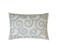 The HomeCentric Decorativo Blanco Funda de cojín lumbar 30 x 40 cm Algodón Funda de Cojín Patrón de pergamino, bordado, encaje, Funda de almohada oblonga, Contemporáneo Funda de cojín lumbar - Camille