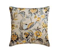 The HomeCentric Decorativo Gris y Amarillo Amortiguar, 45 x 45 cm Satín Cojin, Funda de Cojín con Pavo Real, Floral Cojin, Arte Deco Amortiguar - Peacock Beau