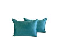 The HomeCentric Decorativo Turquesa Funda de cojín Lumbar Juego de 2, 30x40 cm Satín Funda de Cojín Sólido, Sólido Funda de Almohada Oblonga, Moderno Funda de cojín Lumbar - Turquoise Slub Satin