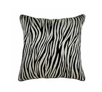 The HomeCentric Funda de Almohada Decorativa Negro Terciopelo Impreso Animal Terciopelo Paquete de 2, 60x60 cm Negro, Funda de cojin Hecha a Mano Terciopelo - Zebra Crossing
