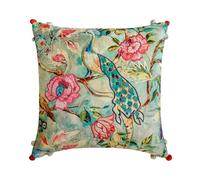 The HomeCentric Juego de 2 Lujo Azul Turquesa Fundas de colchón, 40x40 cm Algodón Cojin Bordado, Estampado, Pavo Real, Funda de Almohada, Floral Contemporáneo Fundas de colchón - Maurya Elegance