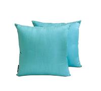 The HomeCentric Lujo Funda de Almohada Cuadrada Mar Verde Paquete de 2, 45 x 45 cm Seda de Arte Cojin Liso y Sólido, Funda de Cojín con, Sólido Cojin, Moderno Amortiguar - Sea Green Luxury