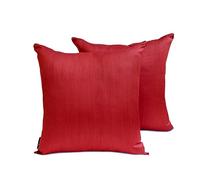 The HomeCentric Lujo Funda de Almohada Cuadrada Sangre roja Paquete de 2, 60 x 60 cm Seda de Arte Cojin Liso y Sólido, Funda de Cojín con, Sólido Cojin, Moderno Amortiguar - Blood Red Luxury