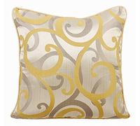 The HomeCentric Mostaza Amarilla Fundas para Cojines Paquete de 2, 35x35 cm, Seda Jacquard Fundas para Cojines, Amarillo Fundas para Cojines - Scrolling All The Way