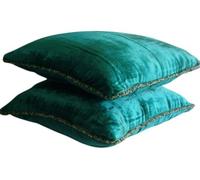 The HomeCentric Royal Verde del Pavo Real Cojines Cubren, Color Solido Cordon del Grano 50x50 cm Cubierta De Almohadas, Contemporaneo Cubierta De Almohadas, Terciopelo - Royal Peacock Green Shimmer
