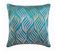 The HomeCentric Turquesa Fundas Cojines, zardozi Floral Brillante Fundas Cojines, 50x50 cm Cojines para Sofas, Floral Moderno Fundas para Almohadas, Cuadrado Terciopelo - Liberty