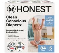 The Honest Company Clean Conscious Pañales | A base de plantas, sostenibles | Big Trucks + So Bananas | Super Club Box, talla 5 (27+ libras), 84 unidades