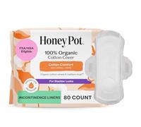 The Honey Pot Company - Almohadillas para incontinencia para mujer, 80 unidades, forros no herbales, control de fugas de vejiga, cubierta de algodón orgánico y núcleo de pulpa ultra absorbente,