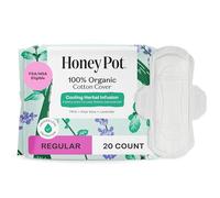 The Honey Pot Company - Almohadillas sanitarias a base de hierbas para mujer, flujo regular con alas, infundidas con aceites esenciales para efecto refrescante y funda de algodón orgánico, cuidado