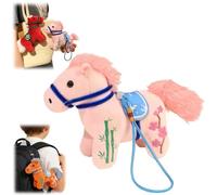 The Horse Chinese Plush Horse Ornament,Cute Stuffed Plush Horse Mascot Figurine Hanging Ornaments,Mini Zodiac Horse Hanging Decoration for Car,Bag,Holiday,New Year Gift (Pink-4.72 in)